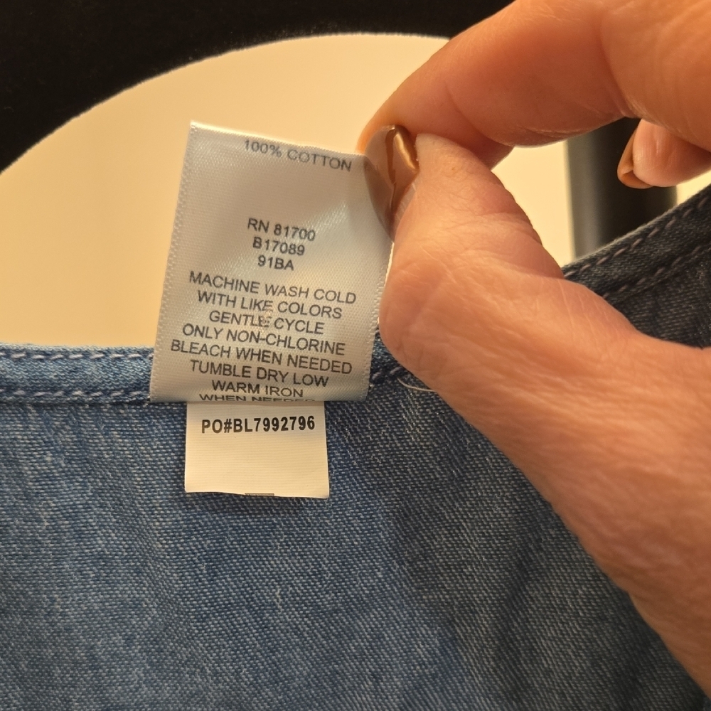 Vtg Blair Denim Blue Button-Down Maxi Dress Or Duster. B 20 W 20 H 28 Lgth 45. - Picture 4 of 12